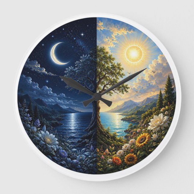 Persian Night & Day Yalda Wall Clock – Sun, Moon & (Front)