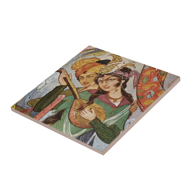 Persian Nymph with setar Ceramic Tile (Side)