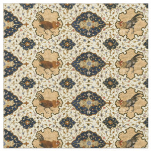 Persian Oriental Floral Rooster Pattern Fabric