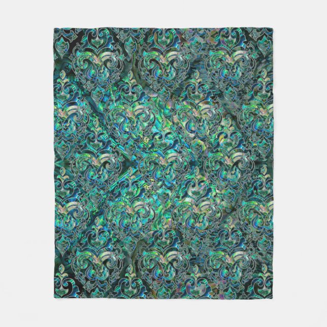 Persian Oriental pattern abalone and silver Fleece Blanket (Front)