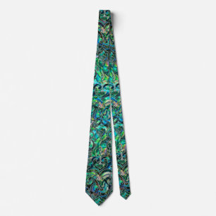Persian Oriental pattern abalone and silver Tie