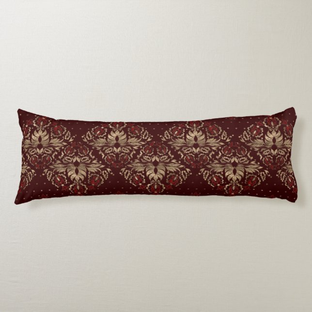 Persian Oriental pattern deep red and gold Body Cushion (Front)