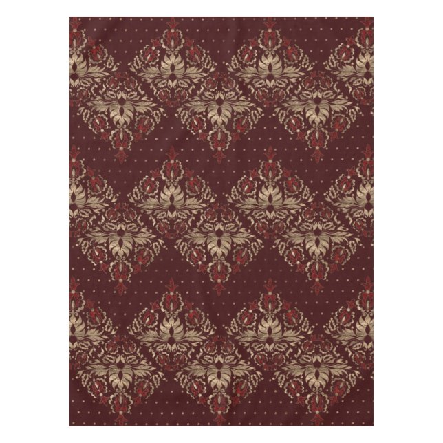 Persian Oriental pattern deep red and gold Tablecloth (Front)