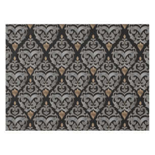 Persian Pattern - Watercolor black and gold Tablecloth