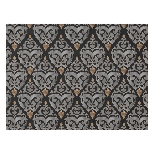 Persian Pattern - Watercolor black and gold Tablecloth (Front (Horizontal))