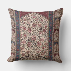 Persian Peacocks & Flowers Throw Pillow