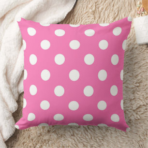 Persian Pink and White Polka Dot Throw Pillow