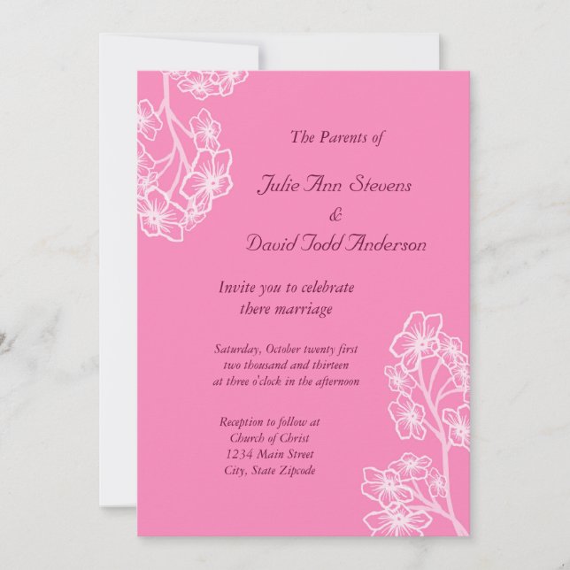 Persian Pink Modern Floral Wedding Invitation (Front)