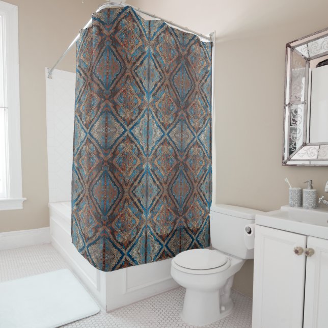 Persian Popular Beautiful Old Pattern Collection Shower Curtain (In Situ)
