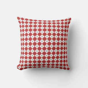 Persian Red and White Chequered Argyle Pattern Cushion