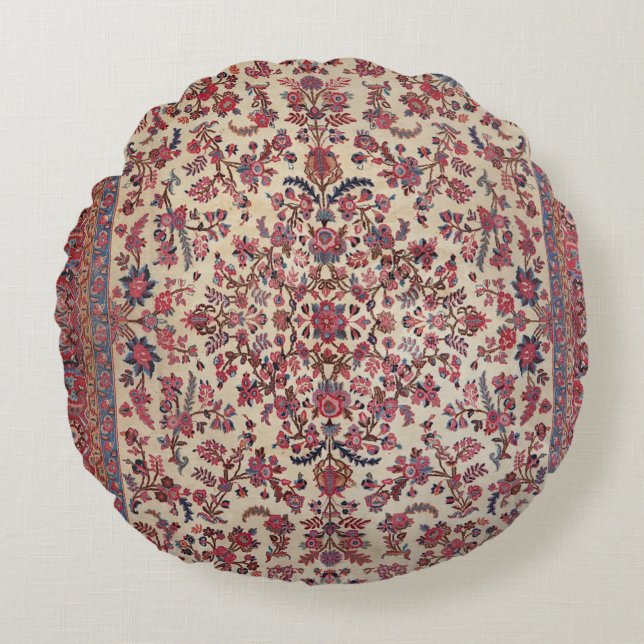 Persian Red Pink Light Blue Purple  Round Cushion (Front)