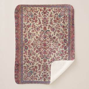 Persian Red Pink Light Blue Purple  Sherpa Blanket