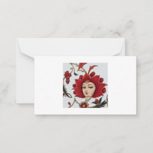Persian Red Rose Lady Gift Envelope Elegant Flor Card