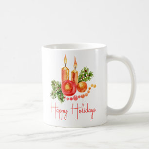 Persian Red Watercolor Happy Holidays Mug