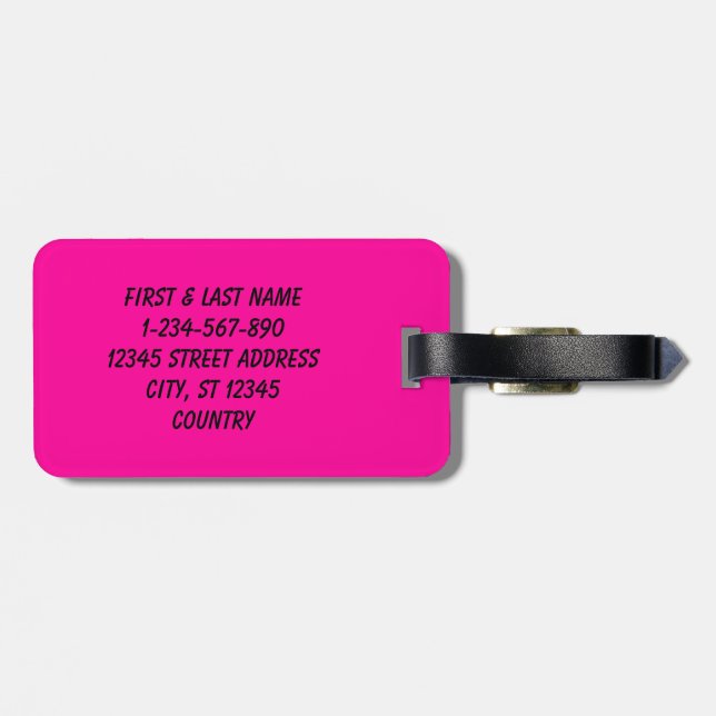 Persian Rose solid deep pink Luggage Tag (Back Horizontal)