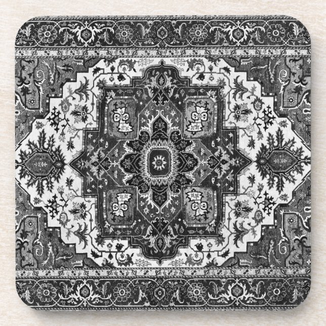 PERSIAN RUG - Black & White Coaster (Front)