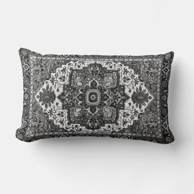 PERSIAN RUG - Black & White Lumbar Cushion (Front)