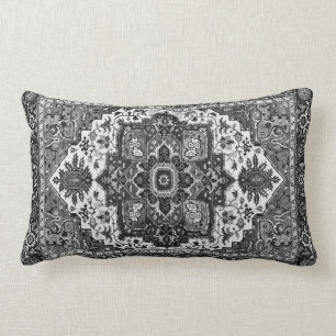 PERSIAN RUG - Black & White Lumbar Cushion