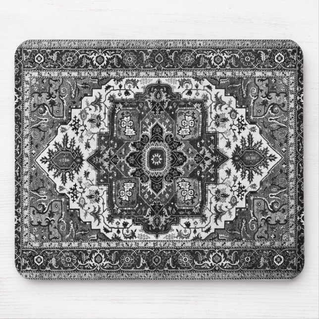 PERSIAN RUG - Black & White Mouse Pad (Front)
