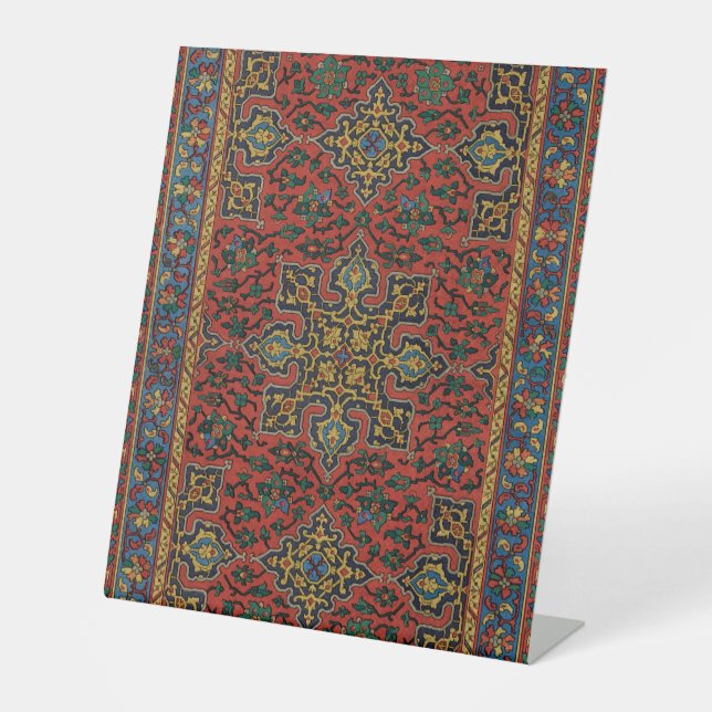Persian Rug Carpet Red Blue Classic Pedestal Sign (Front)