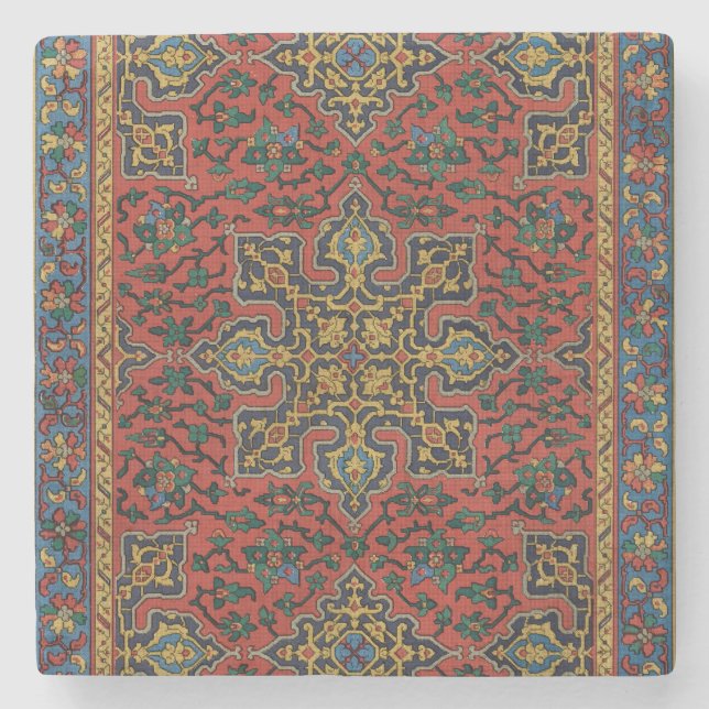 Persian Rug Carpet Red Blue Classic Stone Coaster (Front)