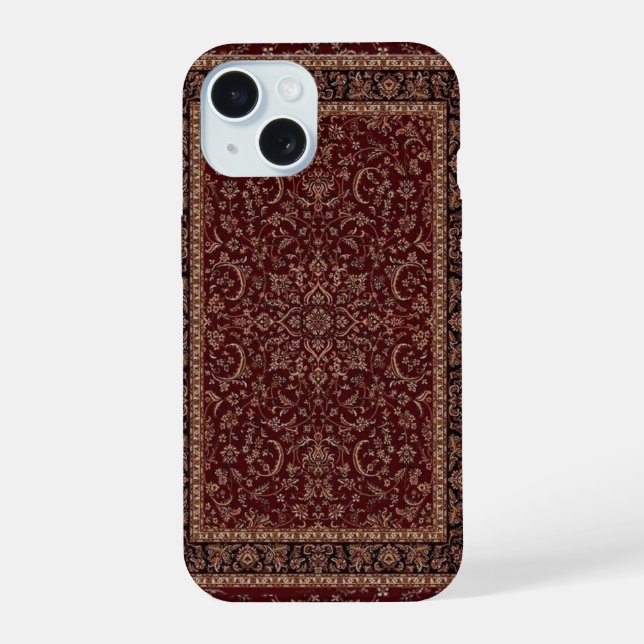 Persian rug design print red geometric pattern  iPhone 15 case (Back)