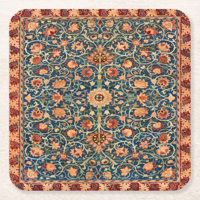Persian Rug Design Square Paper Coaster (Front)