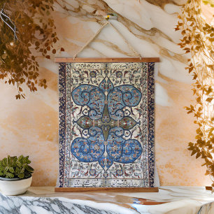  Persian Rug Iranian Blue Beige Hanging Tapestry