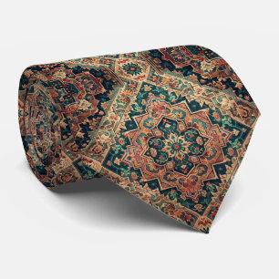 Persian Rug Mandala Jeweltone Faux Silk Tie