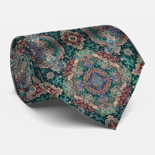 Persian Rug Mandala Jeweltone Faux Silk Tie