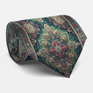 Persian Rug Mandala Jeweltone Faux Silk Tie
