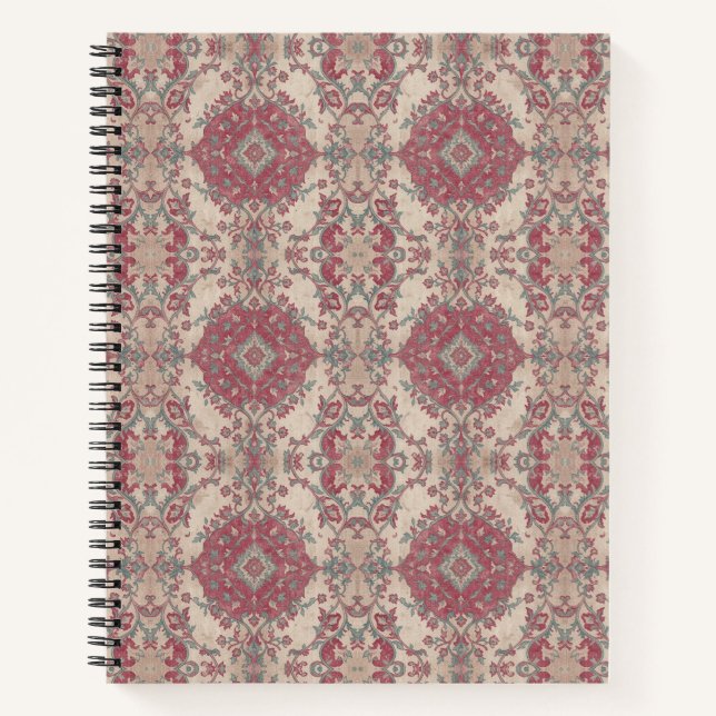 Persian Rug Medallion Ruby Ivory Notebook (Front)