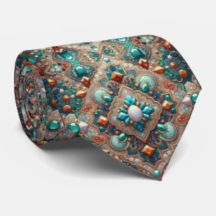 Persian Rug Oriental Rug Orange and Teal Pattern Tie