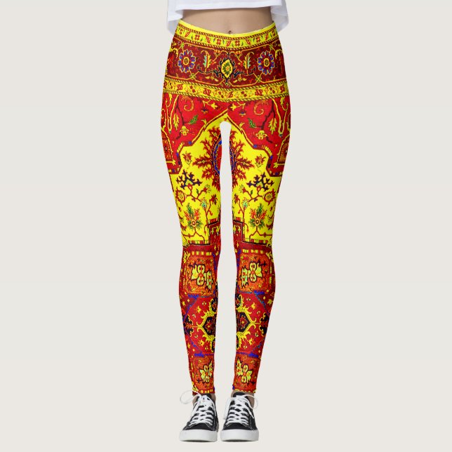 PERSIAN RUG - Red & Yellow Leggings (Front)