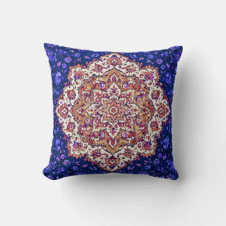 Persian Rug Royal Blue Medallion Throw Pillow
