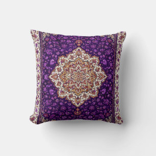 Persian Rug Royal Plum Medallion Throw Pillow