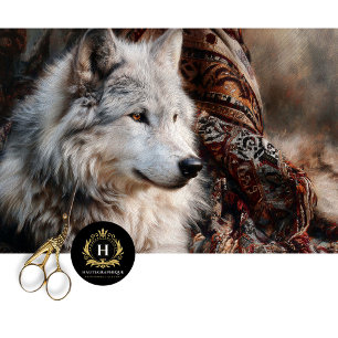 Persian Rug White Wolf Portrait Tissue Paper