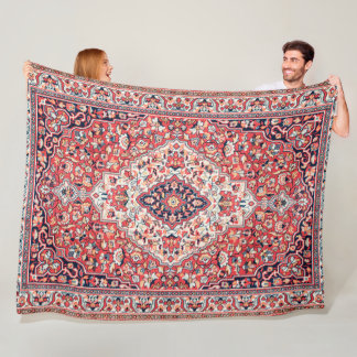 Persian Silk Rug Print  Fleece Blanket