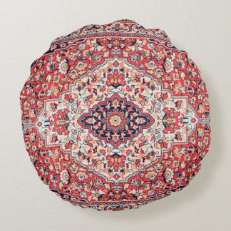 Persian Silk Rug Print Round Cushion