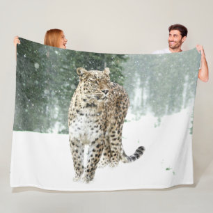 PERSIAN SNOW LEOPARD FLEECE BLANKET