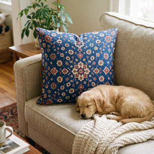 Persian Style Blue Medallion Cushion