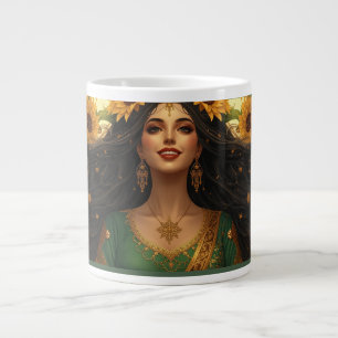 Persian Sunflower Lady Mug Elegant Floral Art Co