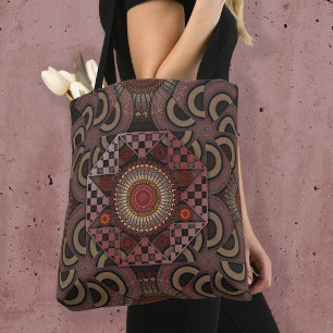 Persian sunniest framed ethnic semicircle mandala tote bag