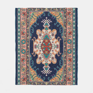 Persian Tabriz Black moroccan geometric Pattern Fleece Blanket