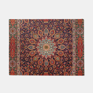Persian Tabriz Black Radial Geometric  Doormat