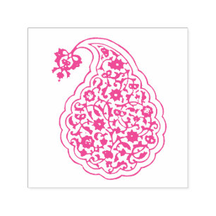 Persian tile paisley motif self-inking stamp