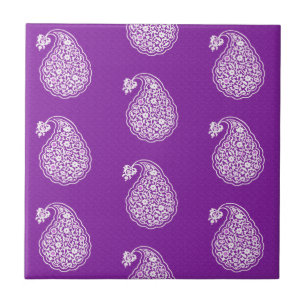 Persian tile paisley - white on purple