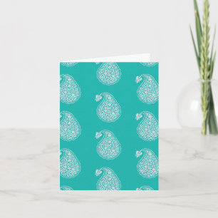Persian tile paisley - white on turquoise holiday card