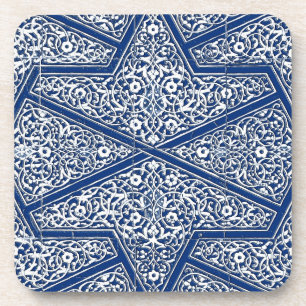 Persian tile pattern - cobalt blue and white coaster