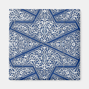 Persian tile pattern - cobalt blue and white magnet